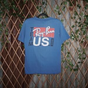 Large - Vintage Y2K Ray ban sunglasses promo usa fade shirt